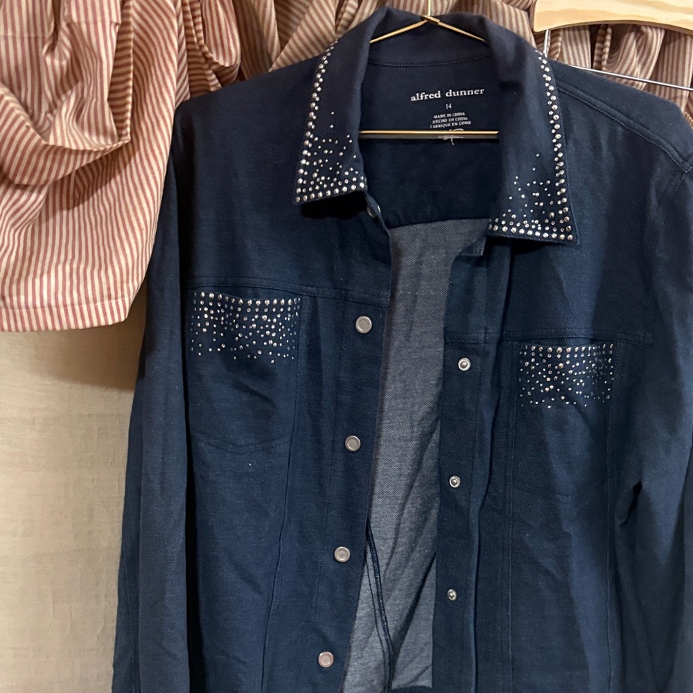 Alfred Dunner Dark Blue Studded Jacket